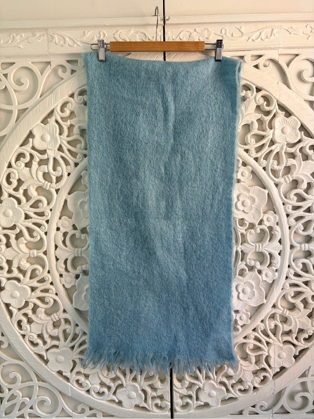 Vintage Simpsons Mohair Wool Scarf Blue Made in Scotland